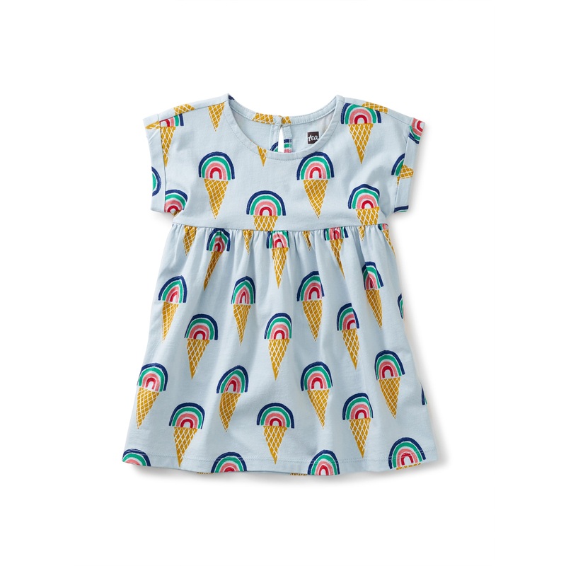 TEA EMPIRE BABY DRESS – RAINBOW CONES IN BLUE
