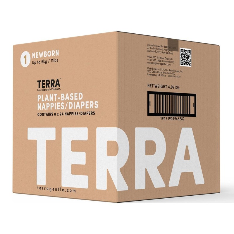 Terra 8-Pack Natural Plant-Based Eco-Friendly Diapers – 192 diapers, 24 count per pack (Size 1, Newborn)