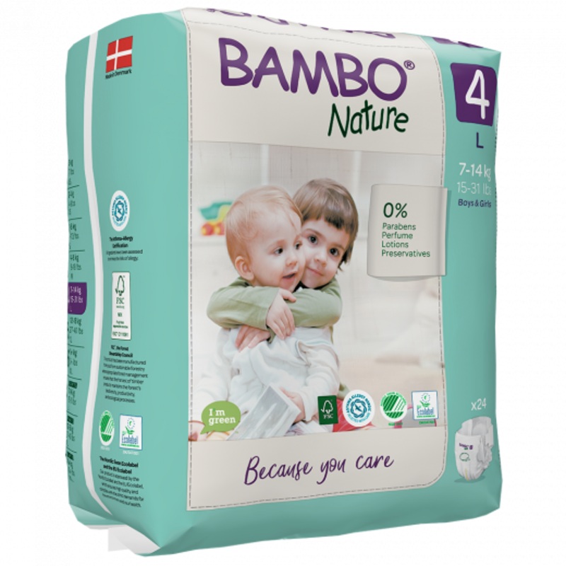 BAMBO Diapers Size 4 (7-14Kg) , 24 Count