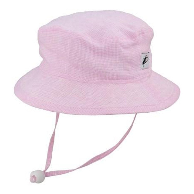 Puffin Gear Linen Camp Hat – Pink Check (Small, 2-5 Years) (75568GP) (Open Box)