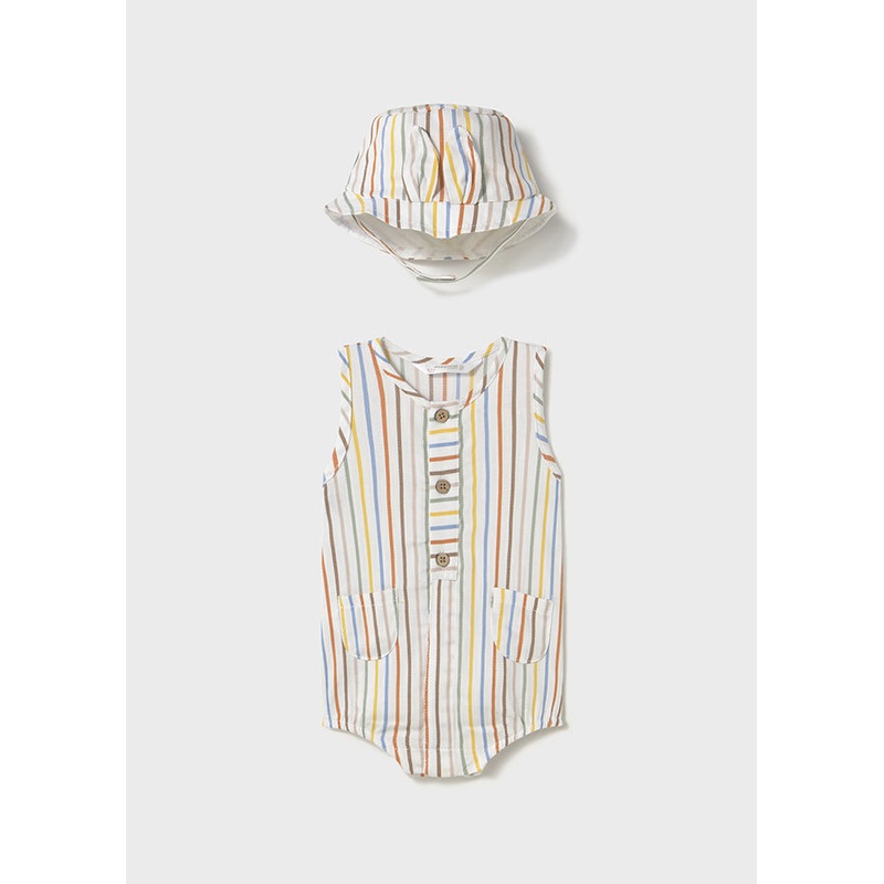 Striped Newborn Romper with Hat