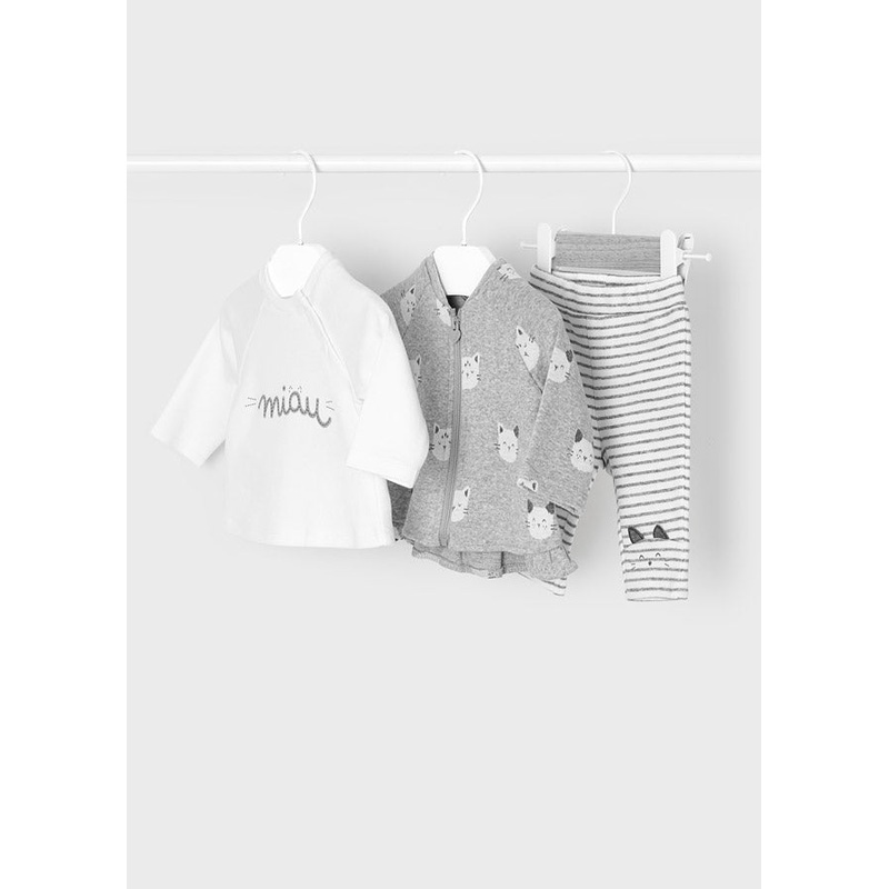 3 Piece Jacquard Newborn Tracksuit – Fog