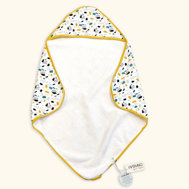BLOOM REVERSIBLE BABY HOODED TOWEL – NATURAL