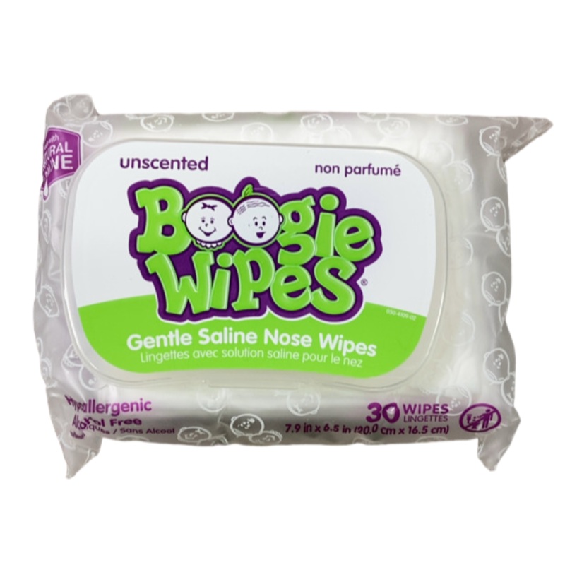 Boogie Wipes Gentle Saline Nose Wipes, 30