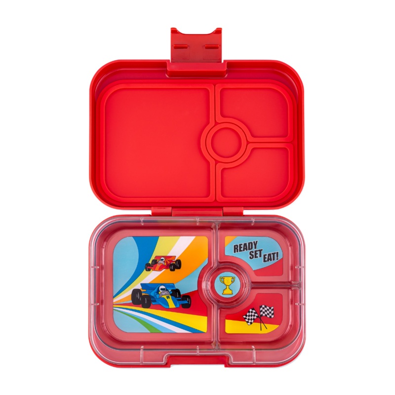 Yumbox – Bento Box | 4 Compartments | Race Cars | Roar Red