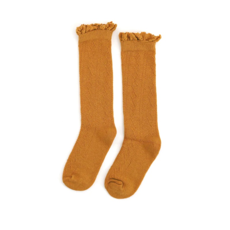 MARIGOLD FANCY LACE TOP KNEE HIGH SOCKS 0-6M