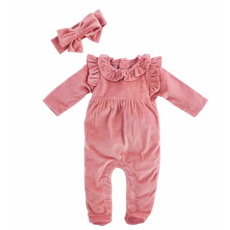 PEACH SLEEPER AND HEADBAND SET