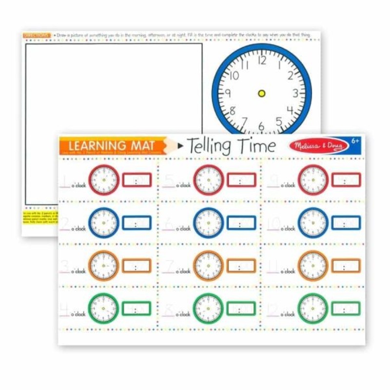 Melissa & Doug TELLING TIME WRITE-A-MAT (BUNDLE OF 6)