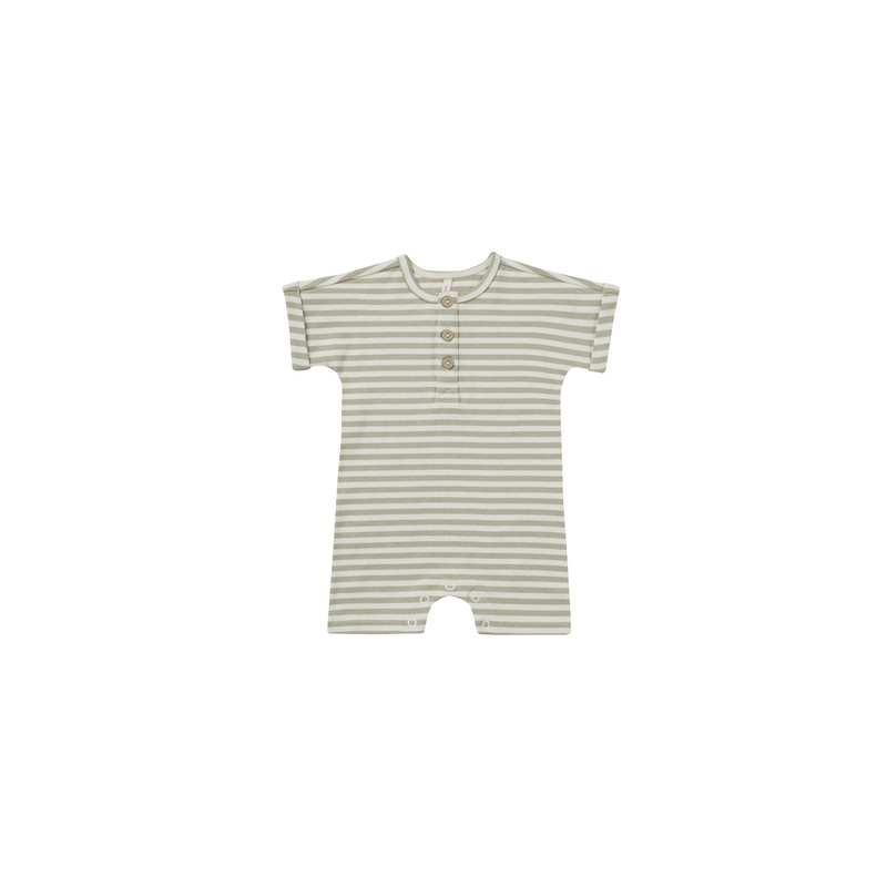 QUINCY MAE SHORT SLEEVE ONE-PIECE SAGE STRIPE
