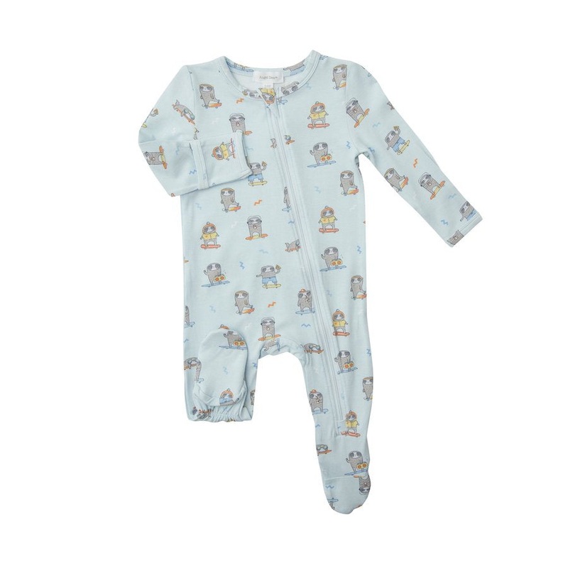 Skater Sloth Zipper Footie – 0-3 Months