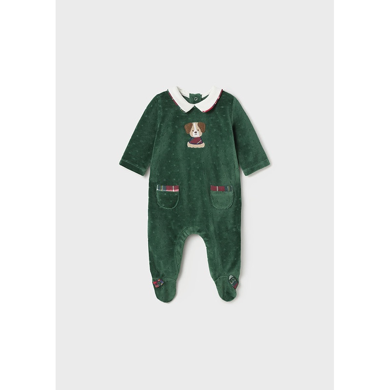 MAYORAL VELOUR ONESIE – PINE GREEN