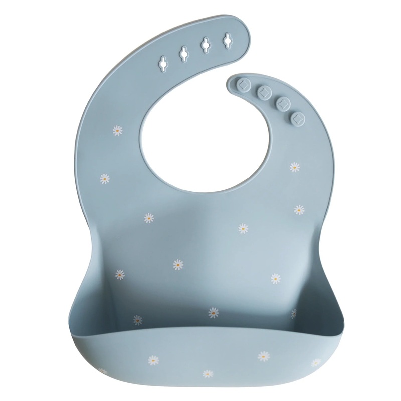 Silicone Baby Bib – White Daisy