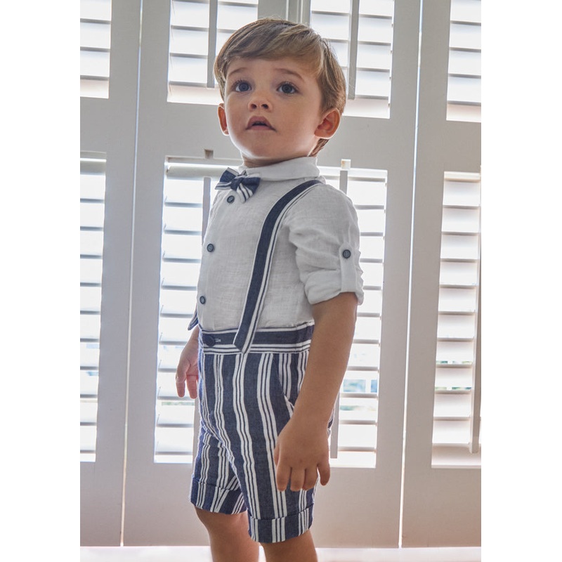 ABEL & LULA SHIRT & BERMUDA WITH SUSPENDERS- MARINO