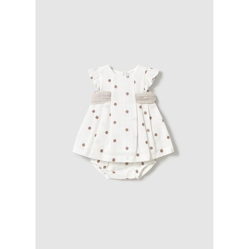 Newborn Cream Embroidered Dress with Bloomers
