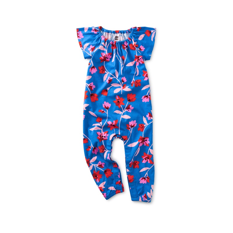 TEA FLUTTER SLEEVE BABY ROMPER – FLORAL BREEZE