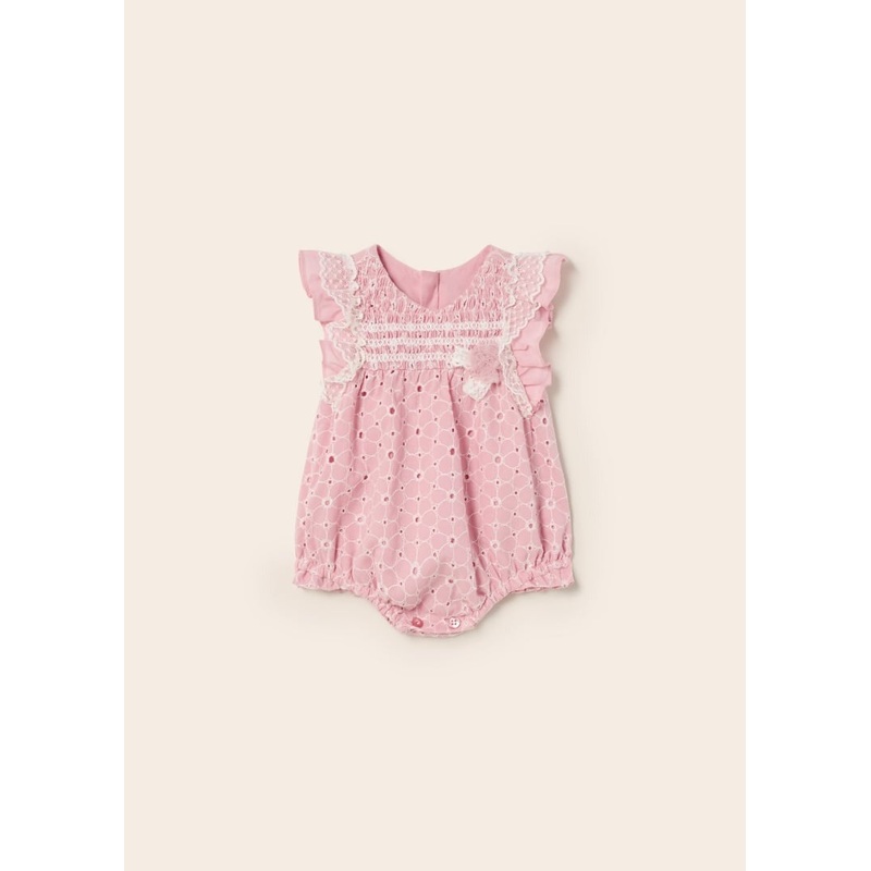 Cotton Printed Romper – Blush