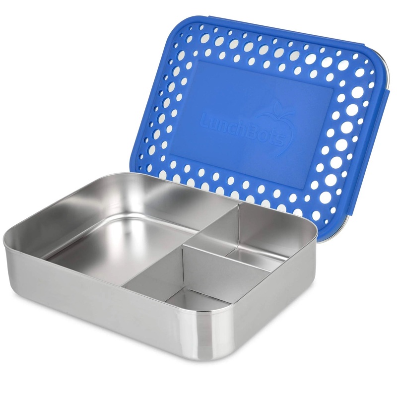 LunchBots – Large Trio Bento Box | 3 Compartments | Blue