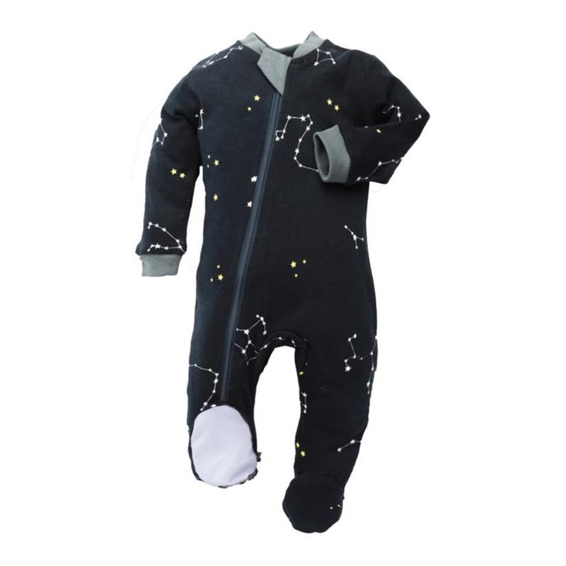 ZippyJamz Organic Cotton Footed Sleeper – Galaxy Love Navy (3-6 Months)