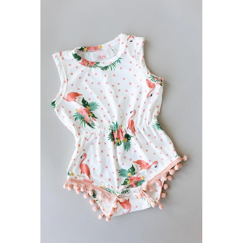 Tropical Flamingo Pom Pom Romper
