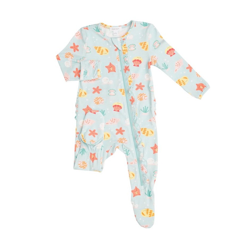 Angel Dear Happy Shells Ruffle Zipper Footie – 6-9Months