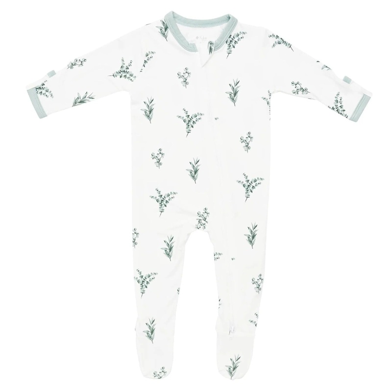 Eucalyptus Printed Zipper Footie