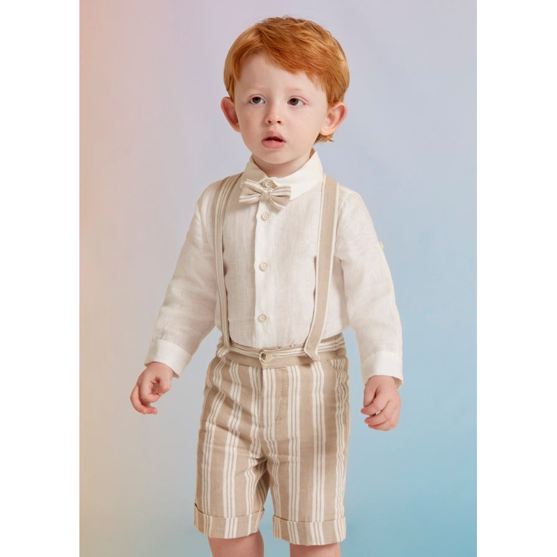 ABEL & LULA SHIRT & BERMUDA WITH SUSPENDERS- LINO