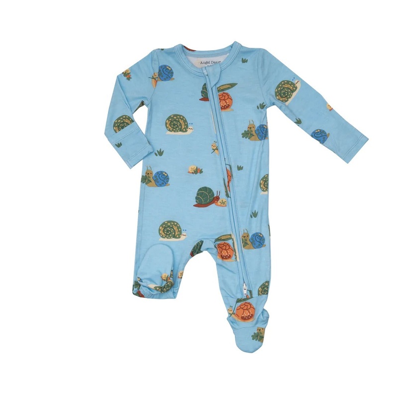 Bamboo Zipper Footie – Snails