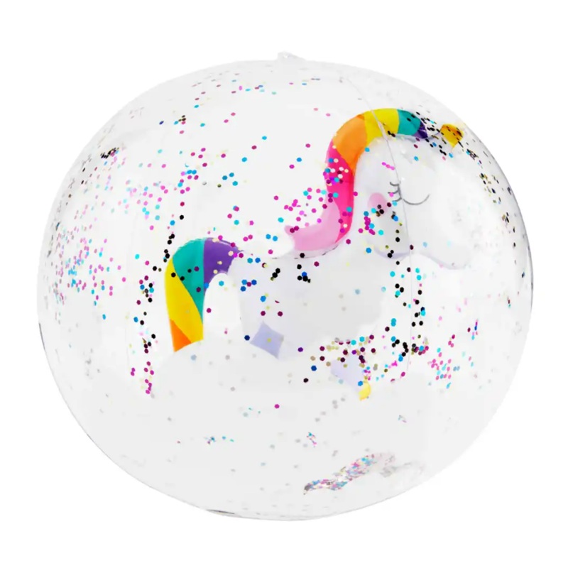 GLITTER BEACH BALL UNICORN