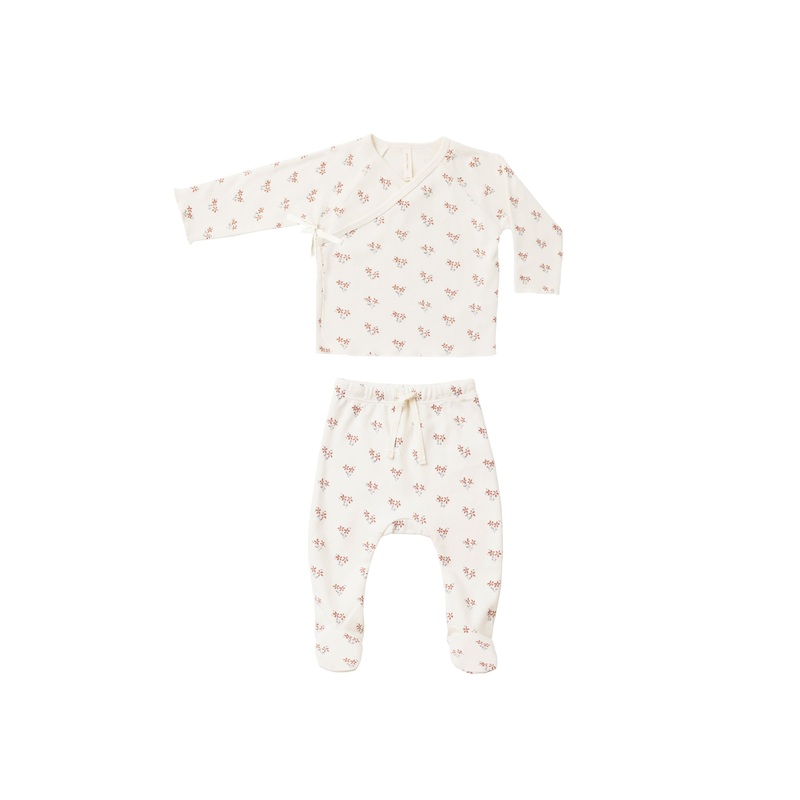QUINCY MAE WRAP TOP + FOOTED PANT SET SUMMER FLOWER