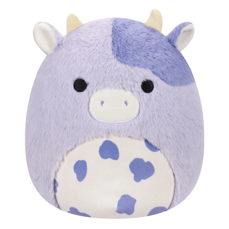 Squishmallows – Medium Plush 12″ Fuzzamallows Bubba the Purple Cow with Spotted Belly