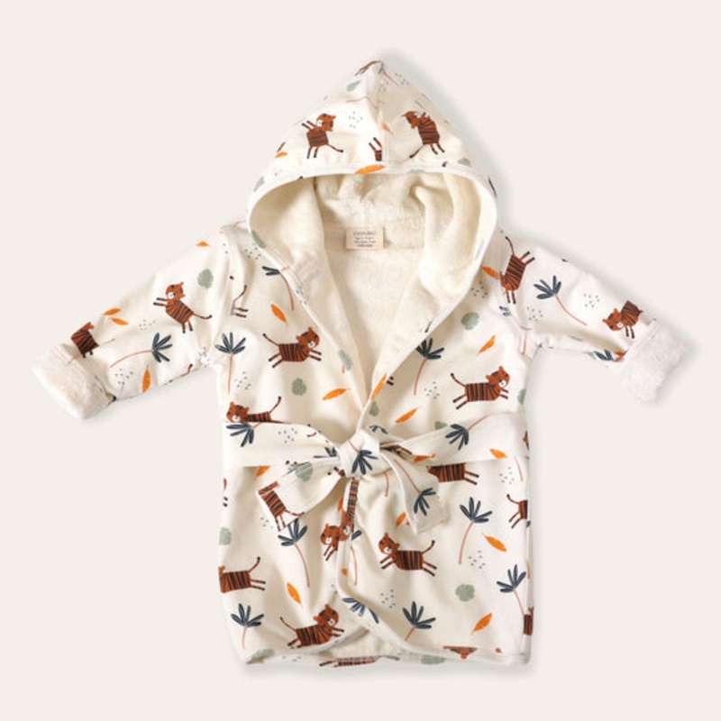 TIGER INFANT BABY HOODED BATHROBE – NATURAL