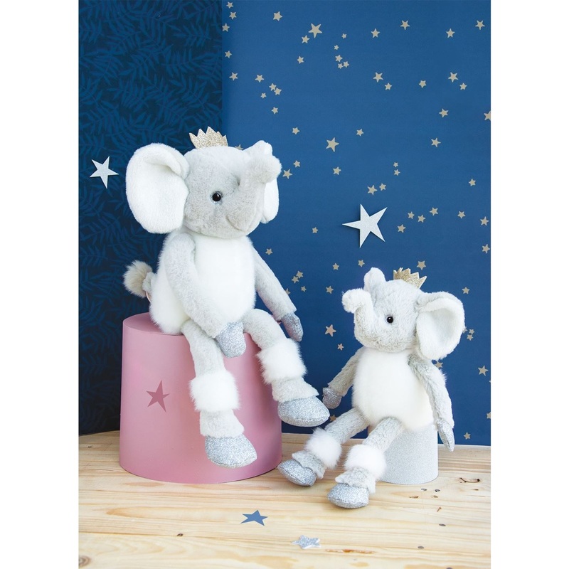 ELFY ELEPHANT STUFFED ANIMAL WITH GOLD CROWN