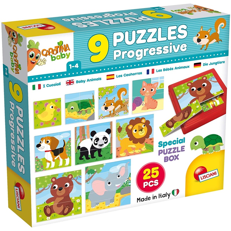 9 PUZZLES PROGRESSIVE – BABY ANIMALS 1Y+