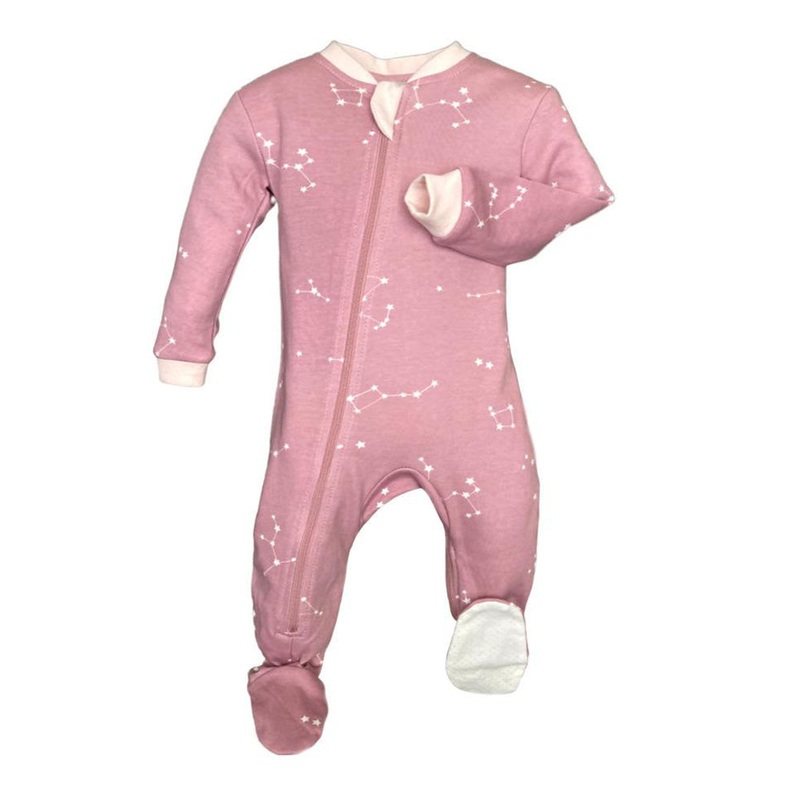 ZippyJamz Organic Cotton Footed Sleeper – Galaxy Love Pink (3-6 Months)