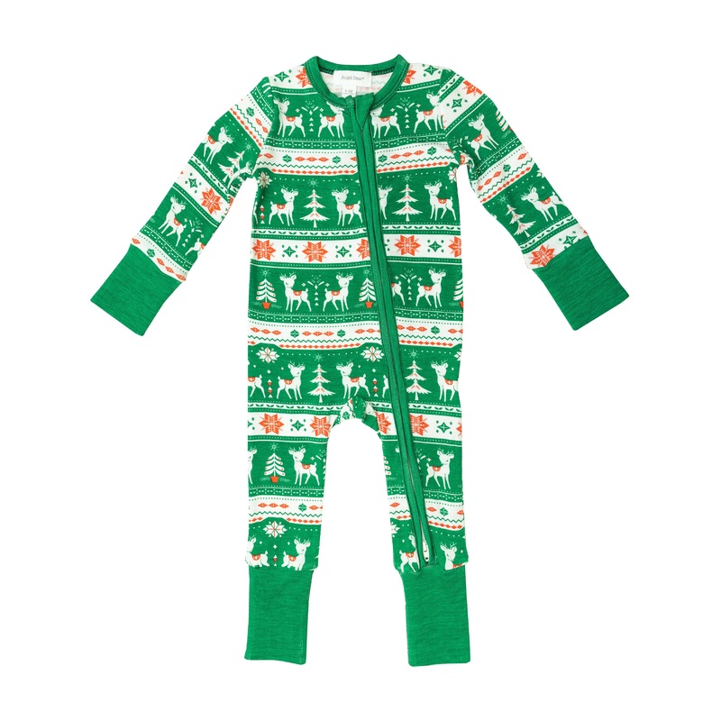 Bamboo Zipper Romper – Vintage Deer Fair Isle