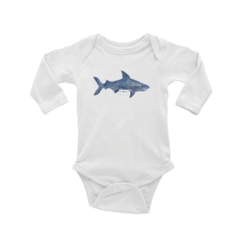 big fish shark baby snap up long sleeve
