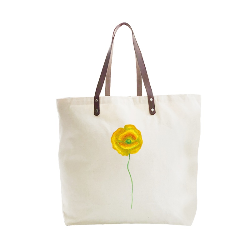 yellow poppy large tote