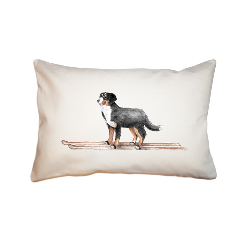 bernese on skis large rectangle pillow