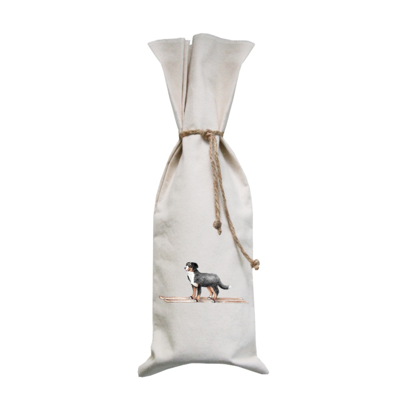 bernese on skis wine bag