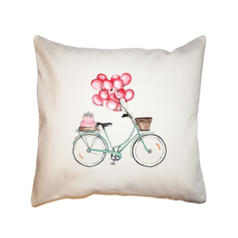 birthday bike square pillow