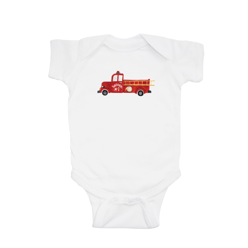 fire truck baby snap up short sleeve