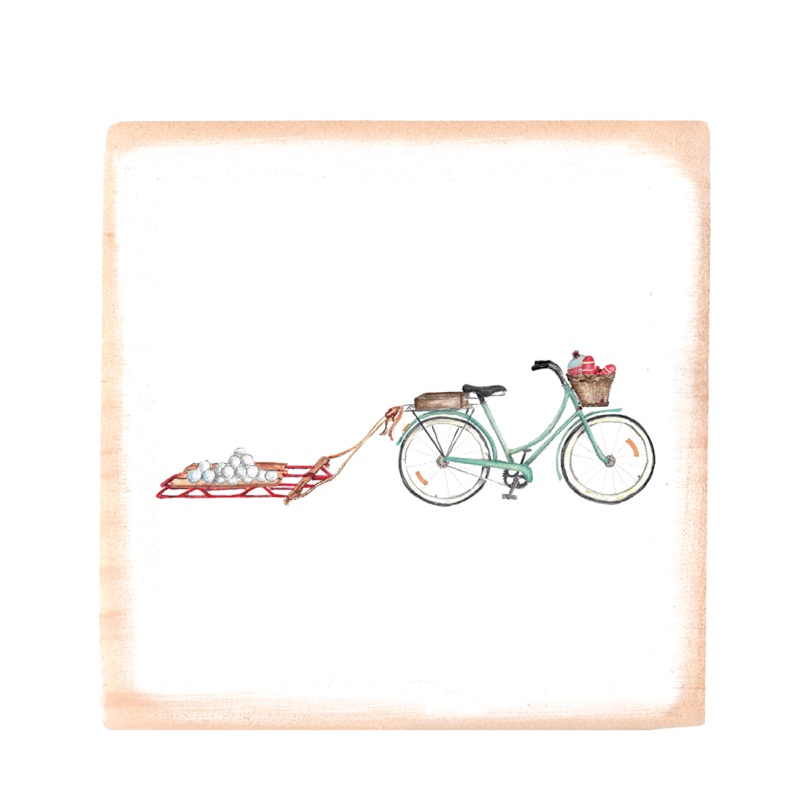 january bike square wood block
