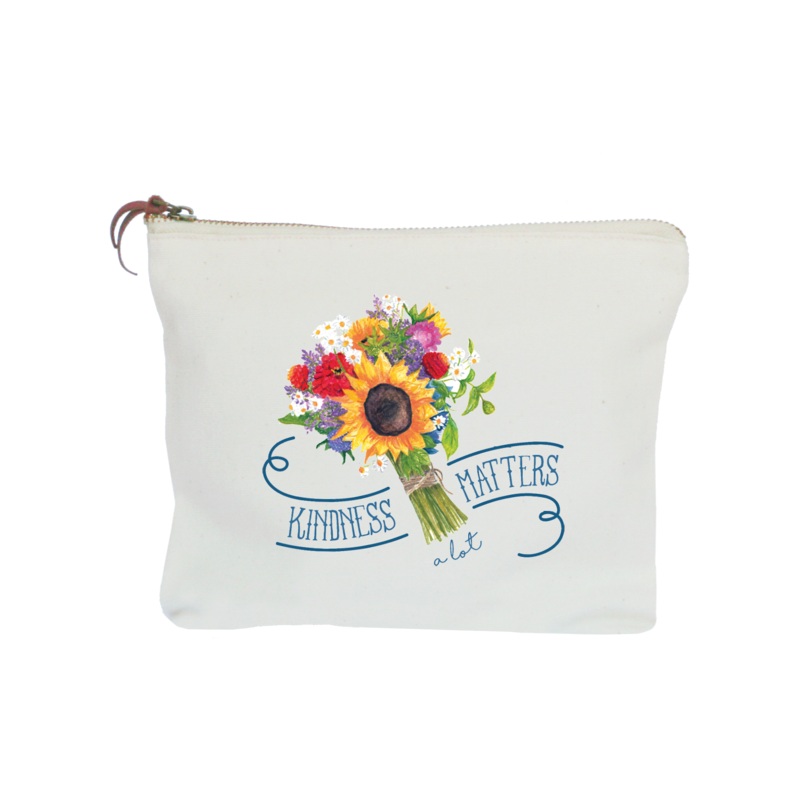 kindness matters blue script zipper pouch