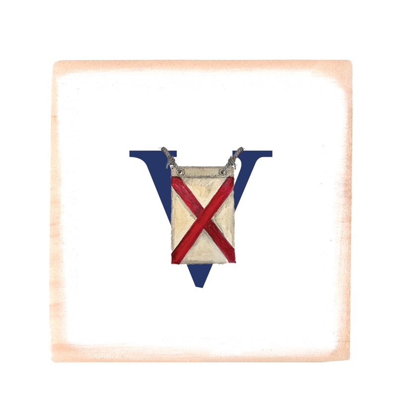 nautical alphabet – V wood block