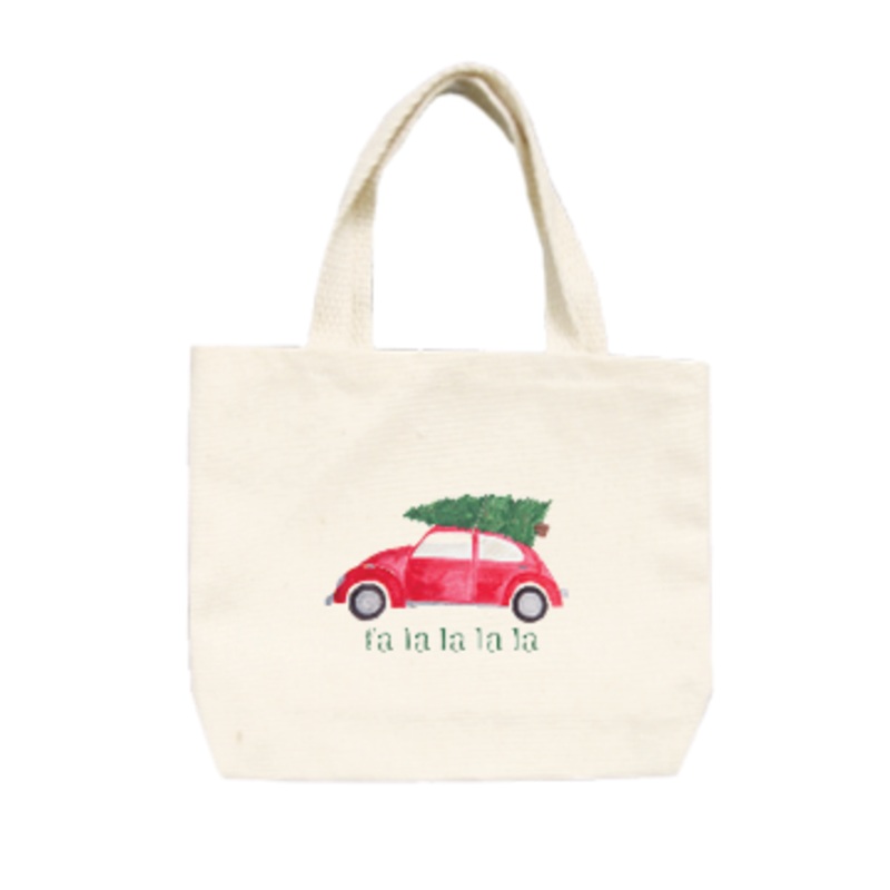 red vw + tree fa la la la small tote