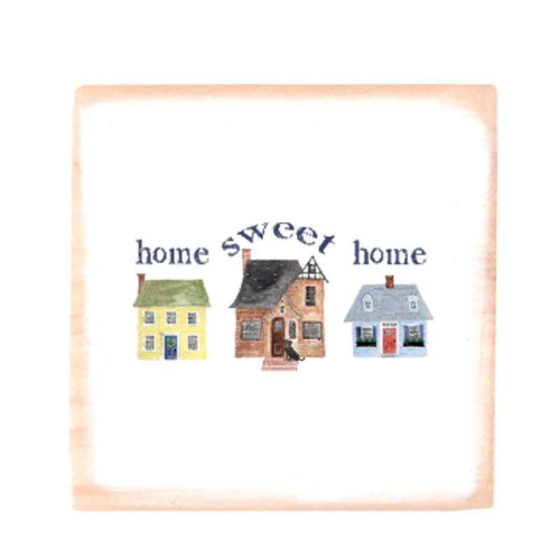 three houses season neutral home sweet home square wood block