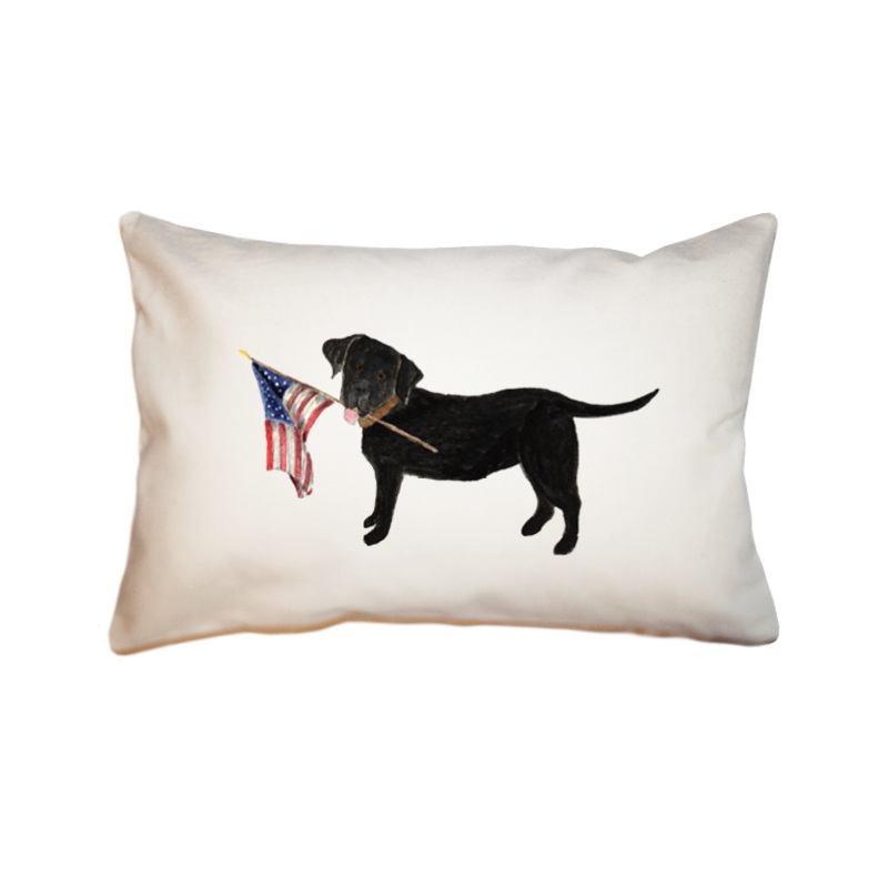 black lab + flag large rectangle pillow