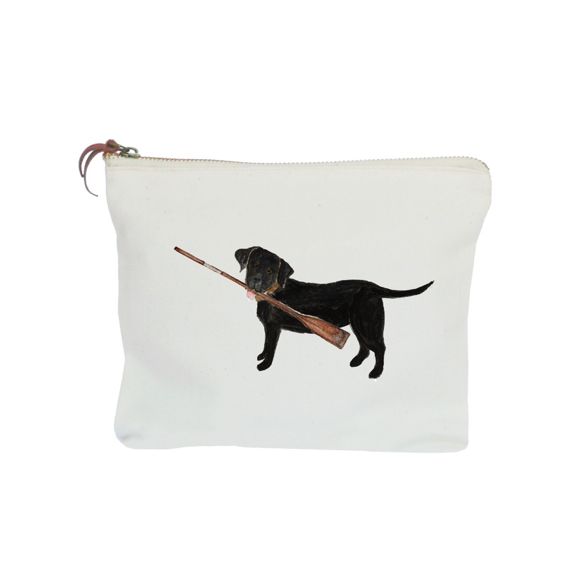 black lab with oar zipper pouch
