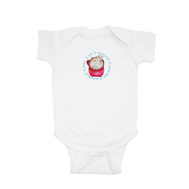 cocoa with snowman let it snow baby snap up short sleeve
