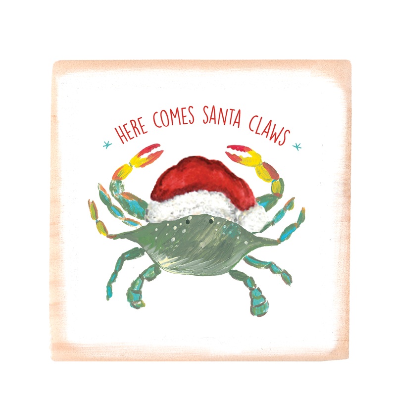 here comes santa claws square block